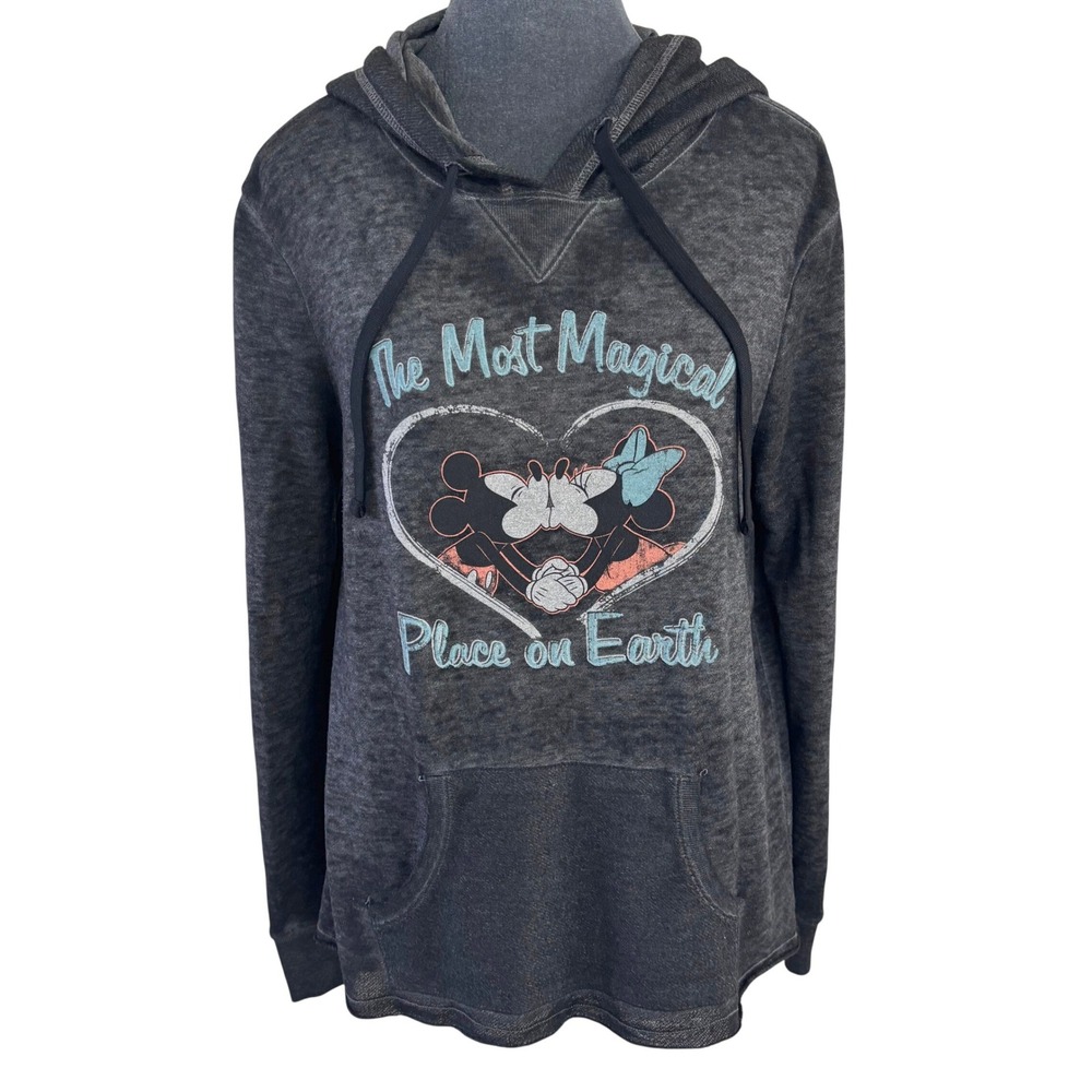 Disney World Theme Park Hoodie Gray Mickey Minnie Most Magical Place on‎ Earth S